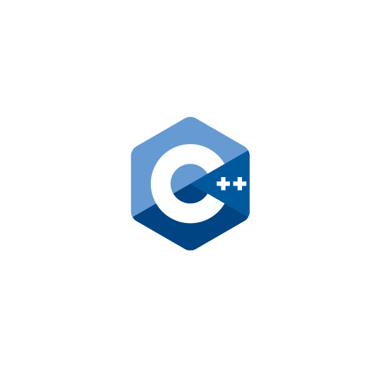 蓝色的 C++ 徽标。