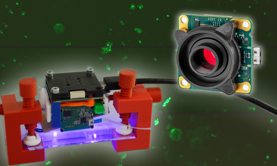 带有微流控芯片和高分辨率 USB3 摄像头的 uEye XLE 系列荧光显微镜