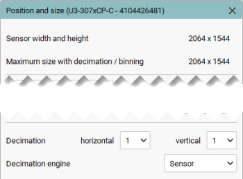 “Position and size”（位置和大小）对话