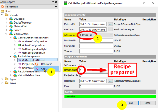通过注释 “Recipe prepared ”逐步标出 GetRecipeListFiltered 函数是如何准备的