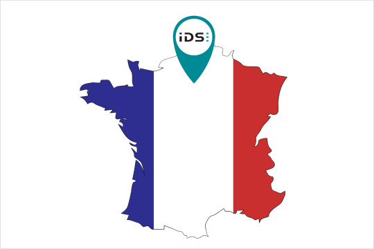 标有 IDS 巴黎办事处的法国国色地图