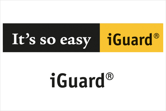 在 “如此简单 ”这句格言的旁边和下面写着 iGuard