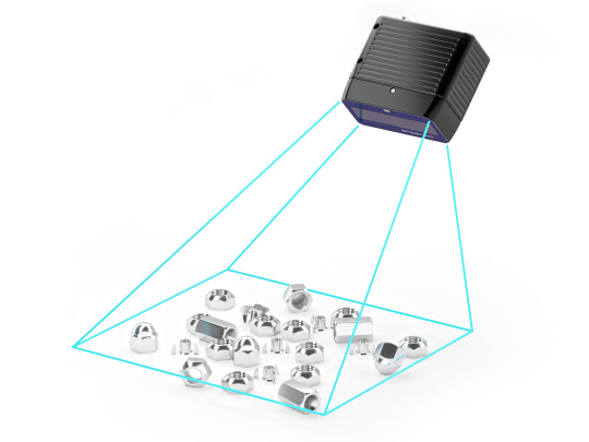 Ensenso B 3D 攝影機可在短距離內提供寬闊的視野。