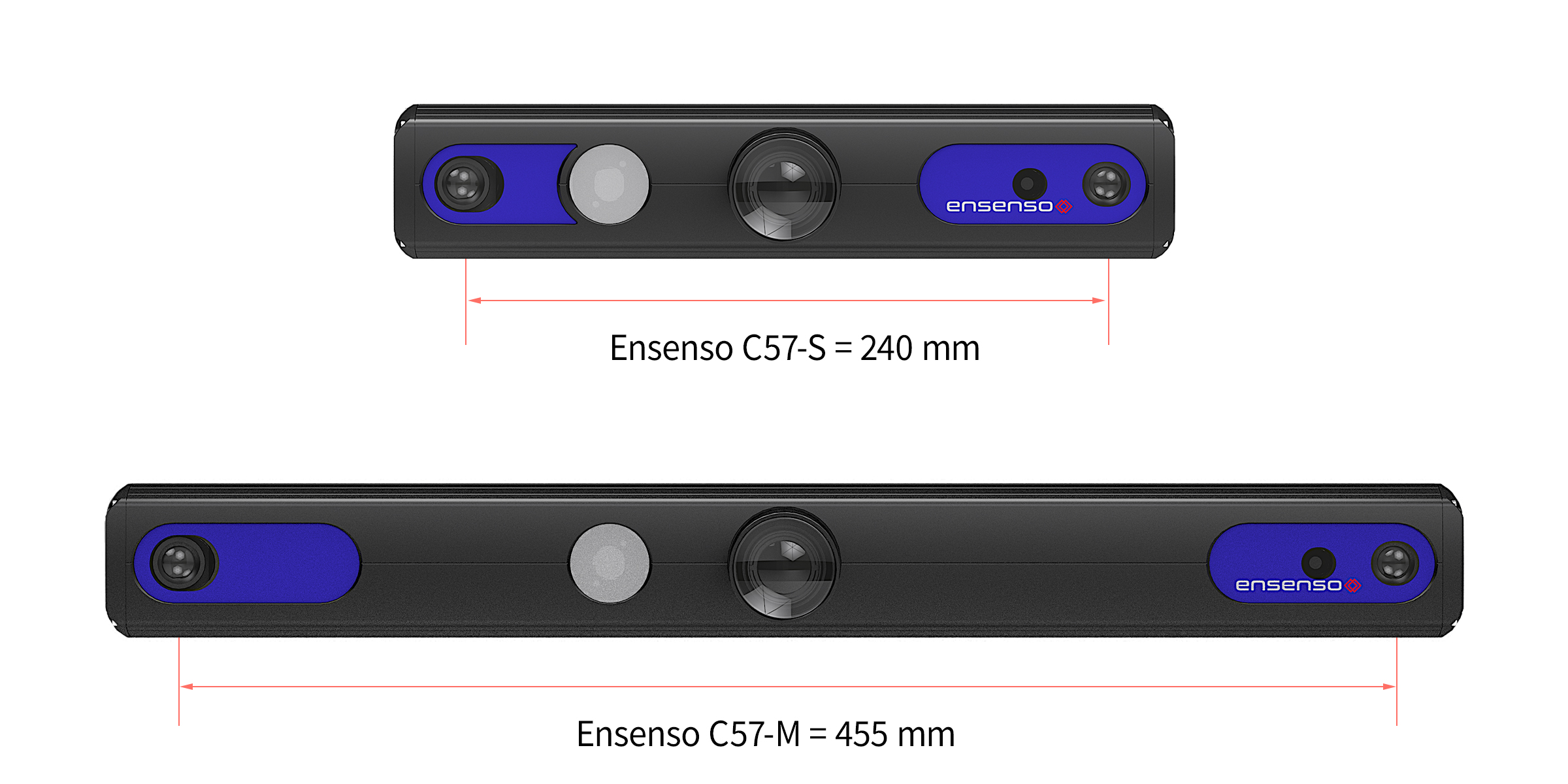 Ensenso C57-S短基线和M长基线版本的前视图