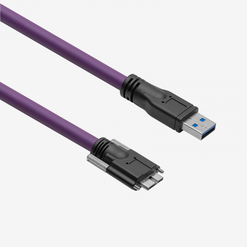 USB 3 奈繞曲電纜線，直式，螺丝锁紧式，3米